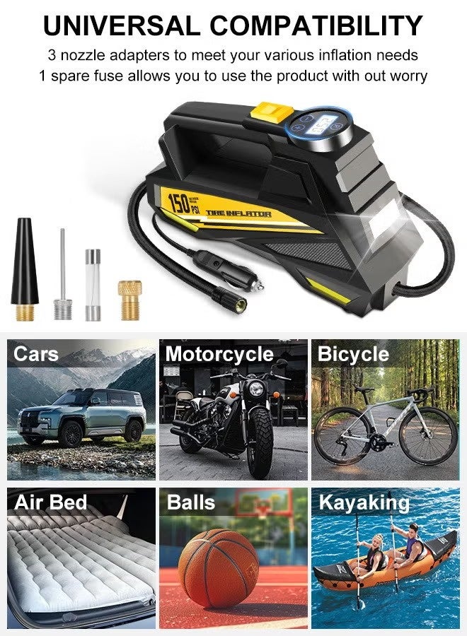 Car Sun Portable Car Tyre Inflator - 100W Fast Air Compressor | 35L/min Digital Tire Pump | 12V 22mm Cylinder - Image 4